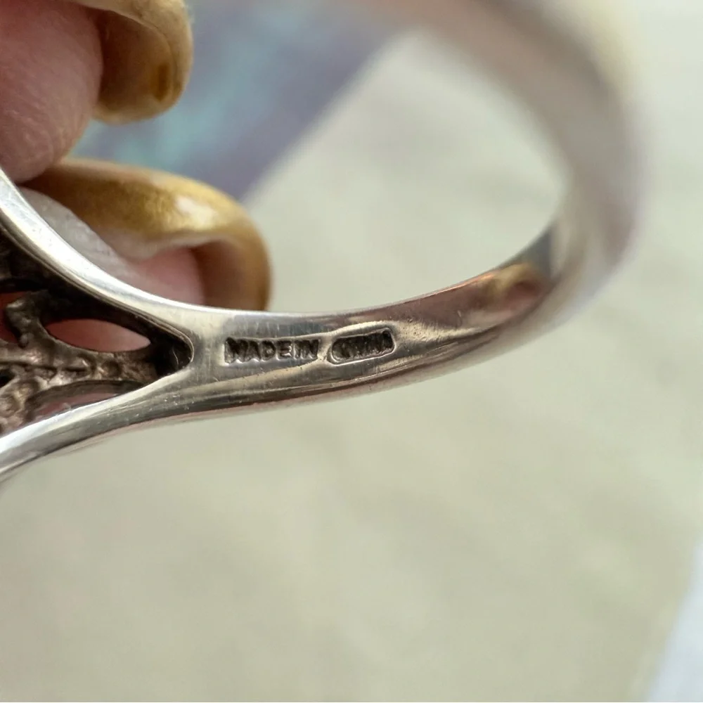 🌟 Sterling Silver Filigree Opal Ring – Size 5 🌟 - Picture 15 of 17